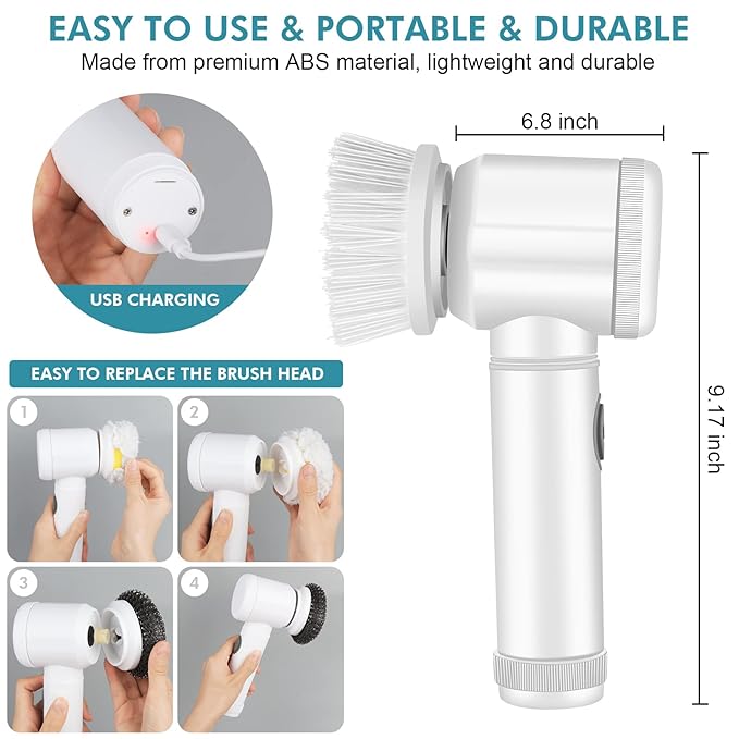 Electric Spin Scrubber Electric Cleaning Brush Cordless Power Scrubber