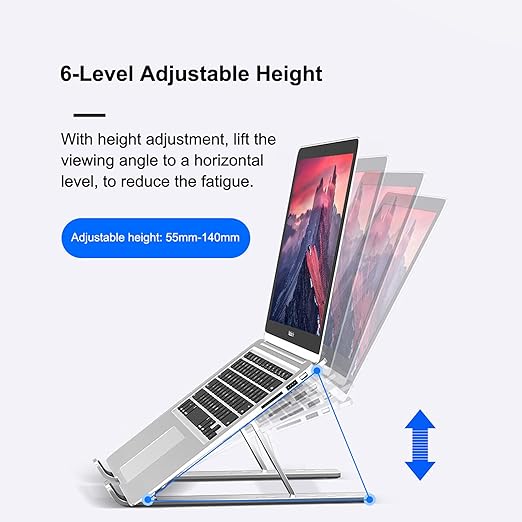 Foldable Laptop Stand Computer Holder Bracket 6-Level Adjustable Height