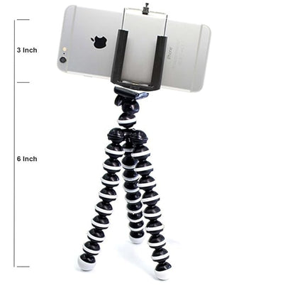 6-inch Mini Gorilla Tripod/Monopod 360 Degree Rotation with Octopus Legs (Black & White)